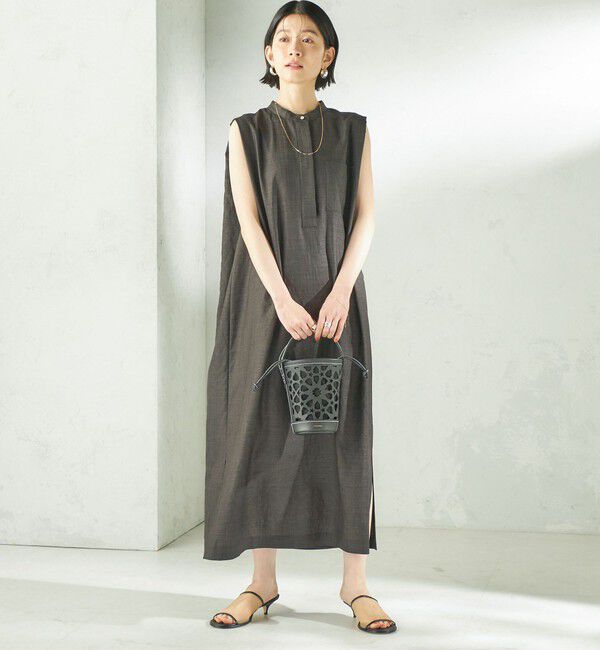 SHIPS for women「《予約》〈接触冷感/UVカット/吸水速乾/洗濯機可能〉SUUSUU タック スリーブ ワンピース」|ワンピース|