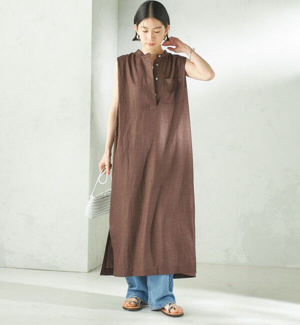 SHIPS for women「《予約》〈接触冷感/UVカット/吸水速乾/洗濯機可能〉SUUSUU タック スリーブ ワンピース」|ワンピース|