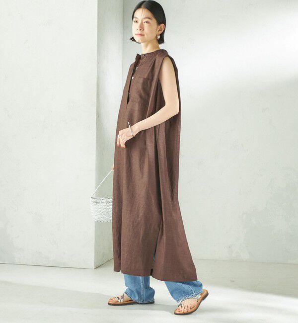 SHIPS for women「《予約》〈接触冷感/UVカット/吸水速乾/洗濯機可能〉SUUSUU タック スリーブ ワンピース」|ワンピース|