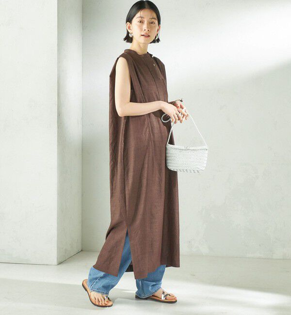 SHIPS for women「《予約》〈接触冷感/UVカット/吸水速乾/洗濯機可能〉SUUSUU タック スリーブ ワンピース」|ワンピース|