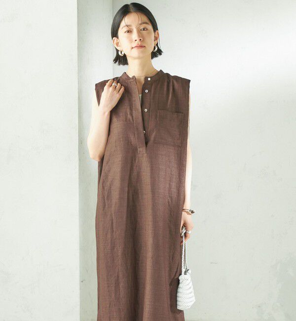 SHIPS for women「《予約》〈接触冷感/UVカット/吸水速乾/洗濯機可能〉SUUSUU タック スリーブ ワンピース」|ワンピース|