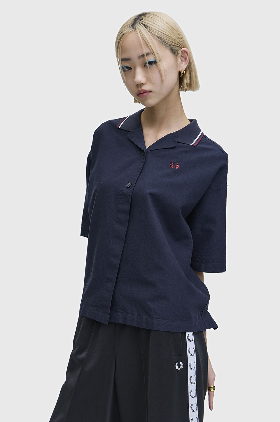 FRED PERRY 「Tipped Placket Detail Shirt」|シャツ・ブラウス|NAVY