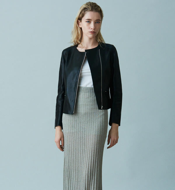 DES PRES「ラムレザー ノーカラージャケット」|ライダースジャケット|19 ブラック