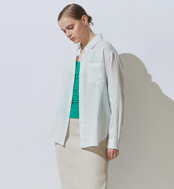 GALERIE VIE「リネンレギュラーカラーシャツ」|シャツ・ブラウス|64 ブルー系