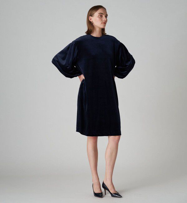 Ballsey「ストレッチベロア ボリュームスリーブワンピース」|ワンピース|