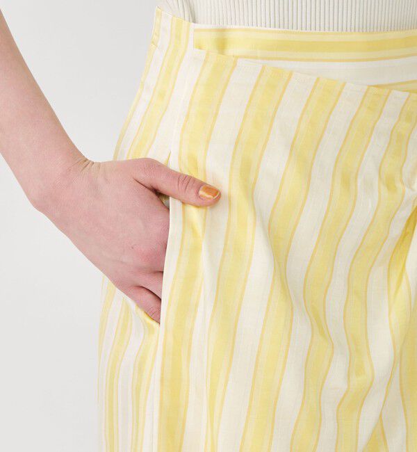 Ballsey「コットンキュプラストライプ ラップスカート」|フレア|