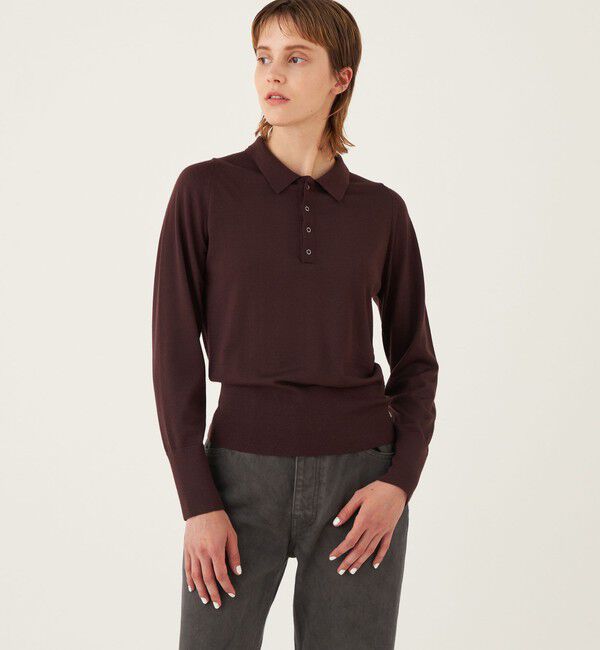 GALERIE VIE「30G エクストラファインゲージウール ポロプルオーバー」|ニット・セーター|