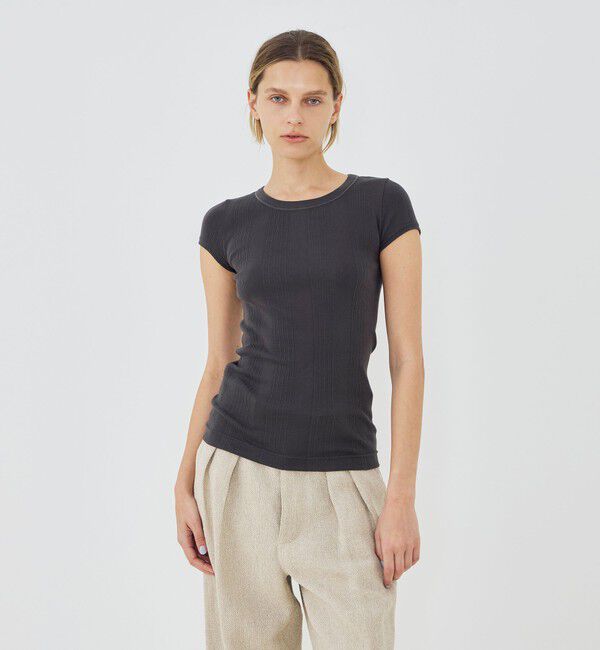 GALERIE VIE「コットンランダムリブ フレンチスリーブプルオーバー」|Tシャツ・カットソー|