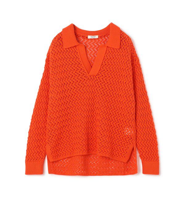 MACPHEE「メッシュコットン スキッパープルオーバー」|ニット・セーター|27 オレンジ