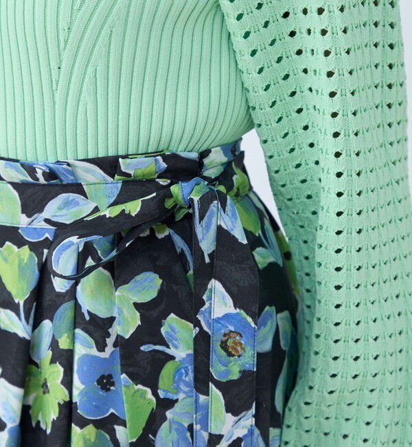 Ballsey「スプリングフラワープリント アシンメトリータックスカート」|フレア|