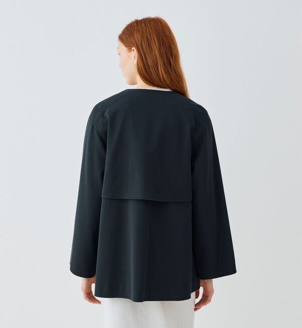 GALERIE VIE「コットンウールギャバジン カラーレスショートコート」|ノーカラーコート|