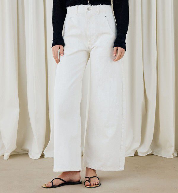 DES PRES「ペインティングホワイトデニム ラウンドパンツ」|デニム|