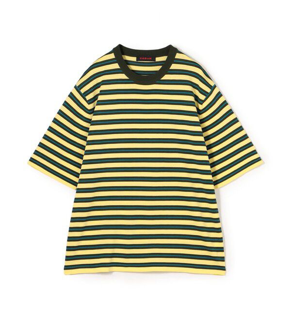 CABaN「CABaN コットン ハイゲージストライプ クルーネックプルオーバー」|ニット・セーター|22 イエロー系
