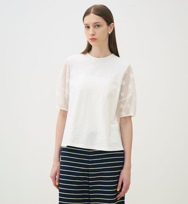 TOMORROWLAND collection「スラブジャージー ドットパフスリーブプルオーバー」|プルオーバー|