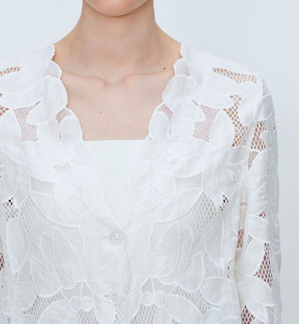 TOMORROWLAND collection「フィグリーフエンブロイダリー カラーレスジャケット」|ノーカラージャケット|