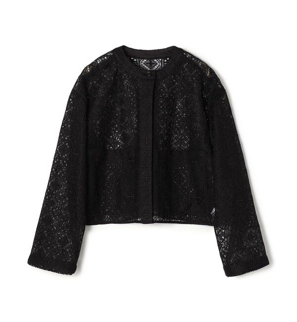 Ballsey「タイルモチーフエンブロイダリー ショートクルージャケット」|ノーカラージャケット|19 ブラック