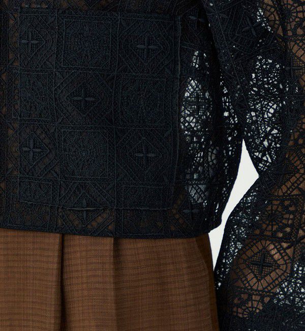 Ballsey「タイルモチーフエンブロイダリー ショートクルージャケット」|ノーカラージャケット|