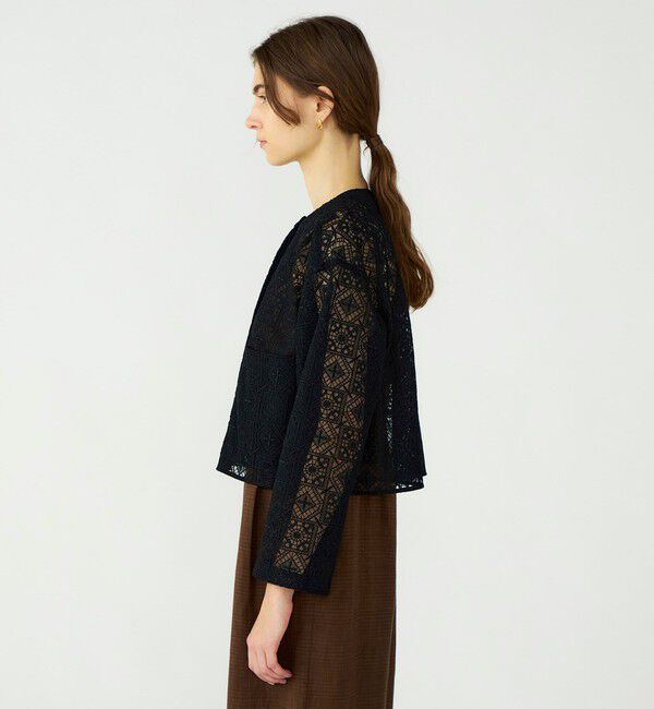 Ballsey「タイルモチーフエンブロイダリー ショートクルージャケット」|ノーカラージャケット|