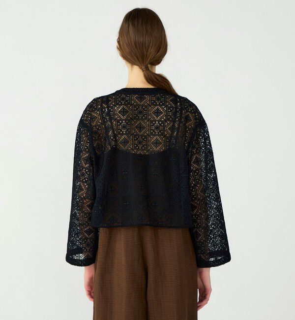 Ballsey「タイルモチーフエンブロイダリー ショートクルージャケット」|ノーカラージャケット|