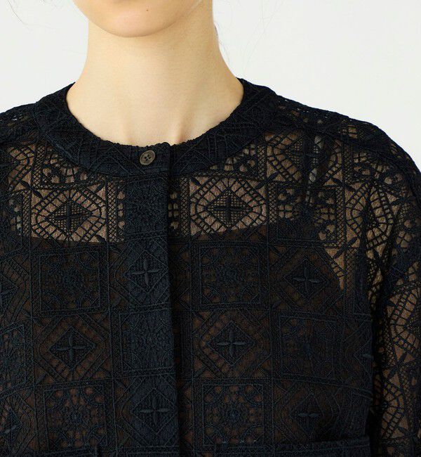 Ballsey「タイルモチーフエンブロイダリー ショートクルージャケット」|ノーカラージャケット|