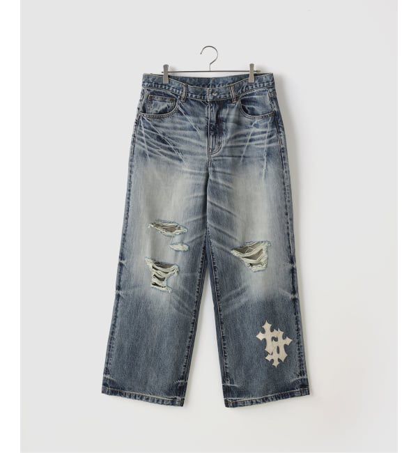 JOINT WORKS「SUPPLIER / サプライヤー Cross Leather Patch Baggy Denim」|デニム|