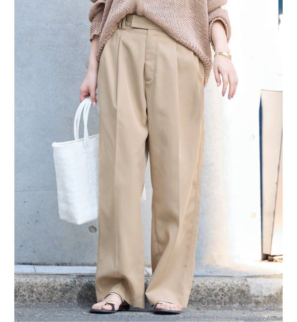 SLOBE IENA「《セットアップ対応可/WEBのみ4サイズ展開》撥水2タックチノパンツ」|チノ|ベージュ