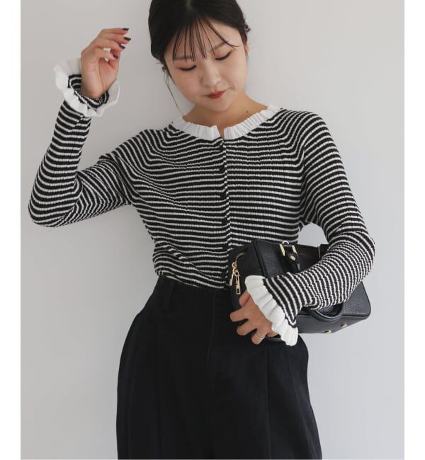 SLOBE IENA「《追加2》tyn.TGOR/トゴール フリルカーディガン J0102」|カーディガン|ブラック