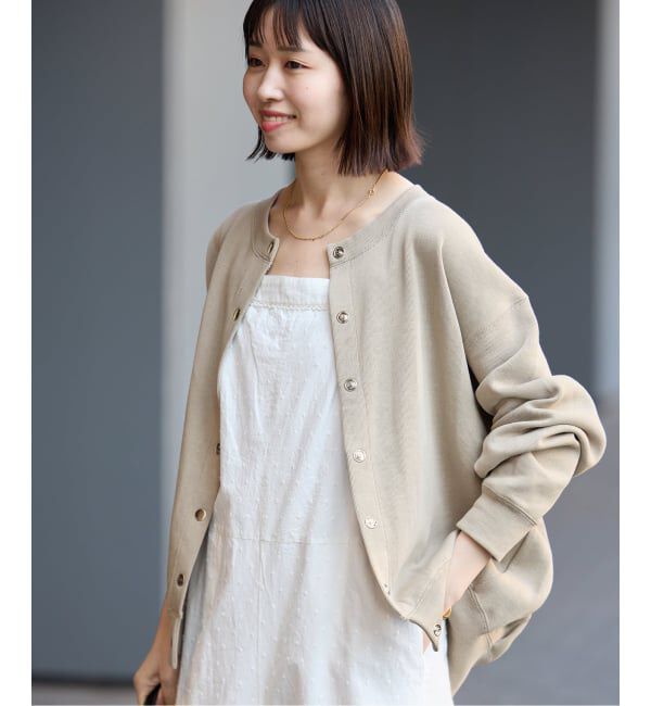 SLOBE IENA「《追加2》ダブルフェイスジャージースナップカーディガン」|カーディガン|