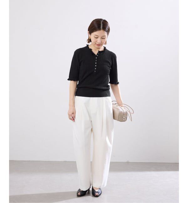 IENA「アイレットフリルハーフスリーブニット」|ニット・セーター|