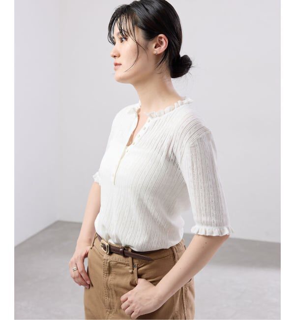 IENA「アイレットフリルハーフスリーブニット」|ニット・セーター|