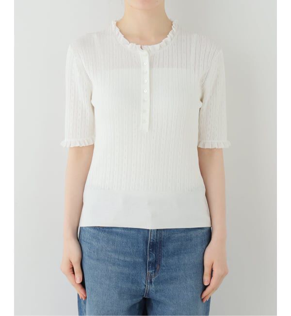 IENA「アイレットフリルハーフスリーブニット」|ニット・セーター|