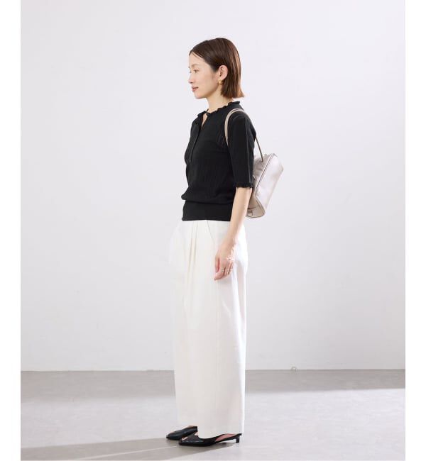 IENA「アイレットフリルハーフスリーブニット」|ニット・セーター|