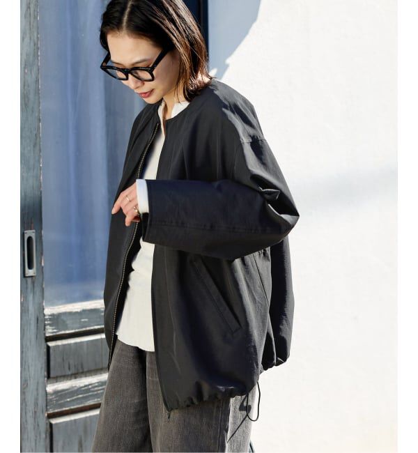 JOURNAL STANDARD「グログランノーカラーコクーンコート」|ノーカラーコート|ブラック