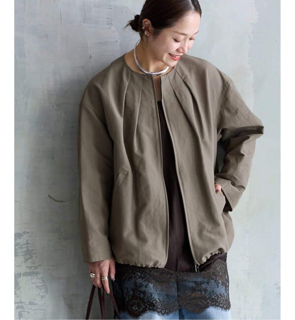 JOURNAL STANDARD「グログランノーカラーコクーンコート」|ノーカラーコート|グレーB