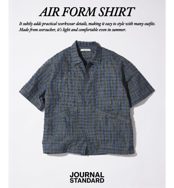 JOURNAL STANDARD「Airform / エアフォーム サッカー 半袖 シャツ」|シャツ・ブラウス|ネイビー B