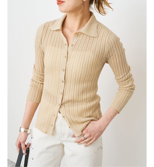 Spick and Span「シアーポロシャツカーディガン」|カーディガン|