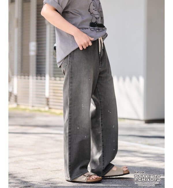 FRAMeWORK「JOHNBULL/ジョンブル デニムワイドイージーパンツ」|デニム|ブラック D