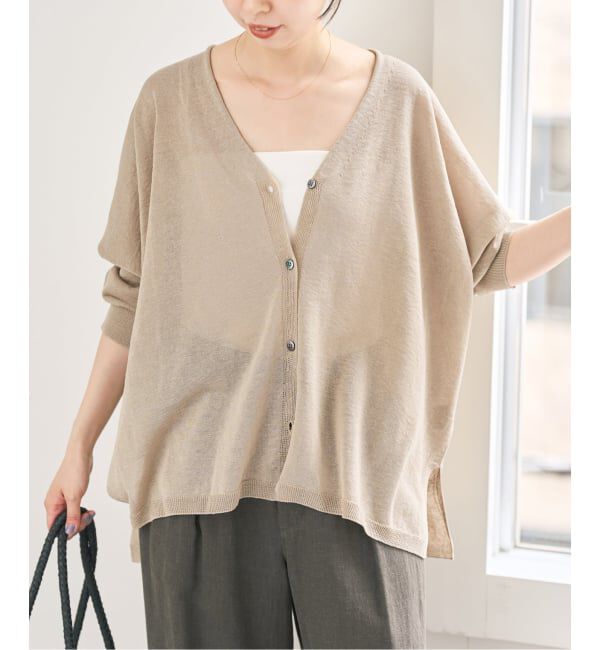 Spick and Span「《新色有り / 追加》コットンリネンギマオーバーサイズカーディガン」|カーディガン|