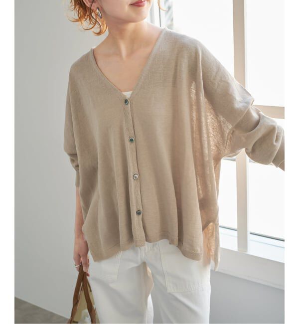 Spick and Span「《新色有り / 追加》コットンリネンギマオーバーサイズカーディガン」|カーディガン|