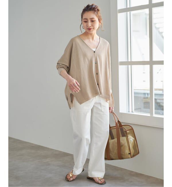 Spick and Span「《新色有り / 追加》コットンリネンギマオーバーサイズカーディガン」|カーディガン|