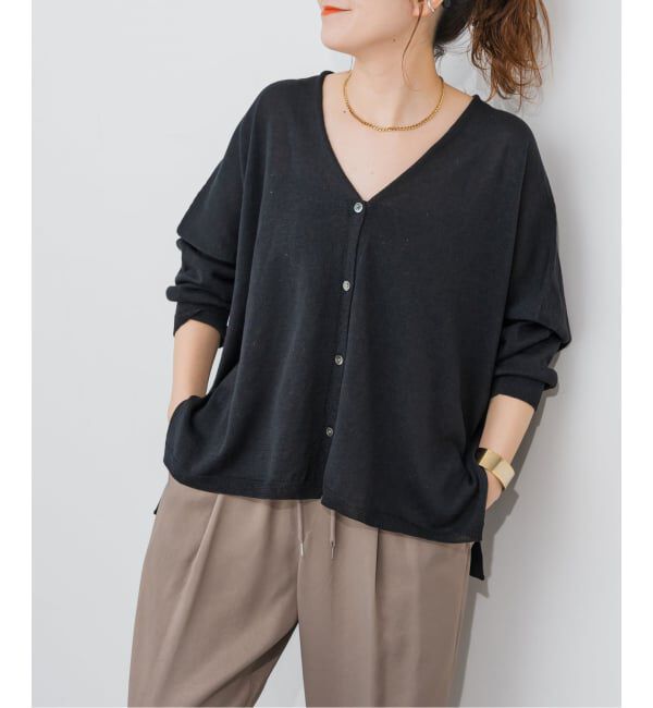Spick and Span「《新色有り / 追加》コットンリネンギマオーバーサイズカーディガン」|カーディガン|