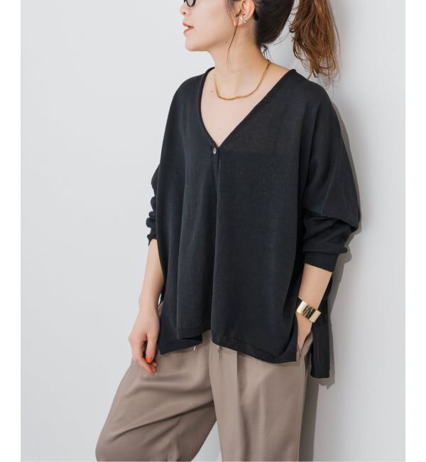 Spick and Span「《新色有り / 追加》コットンリネンギマオーバーサイズカーディガン」|カーディガン|