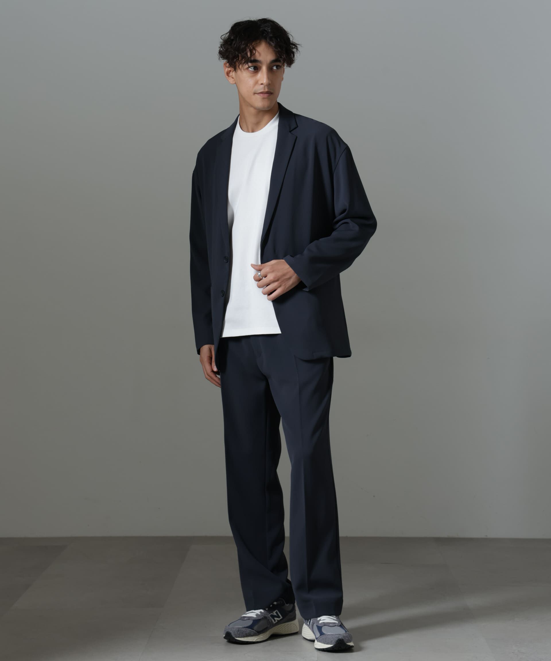 nano･universe「ドレープ ストレートスラックス(セットアップ可)」|チノ|