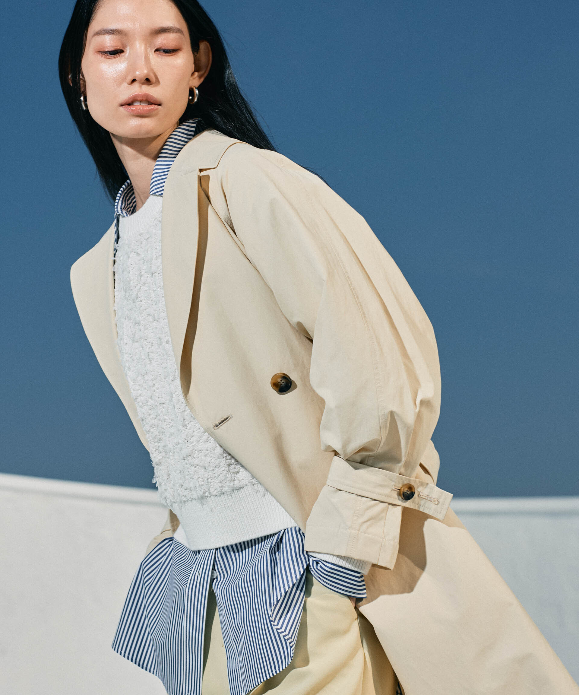 nano･universe「撥水加工コットンナイロンバックギャザーコート」|その他|クリーム5