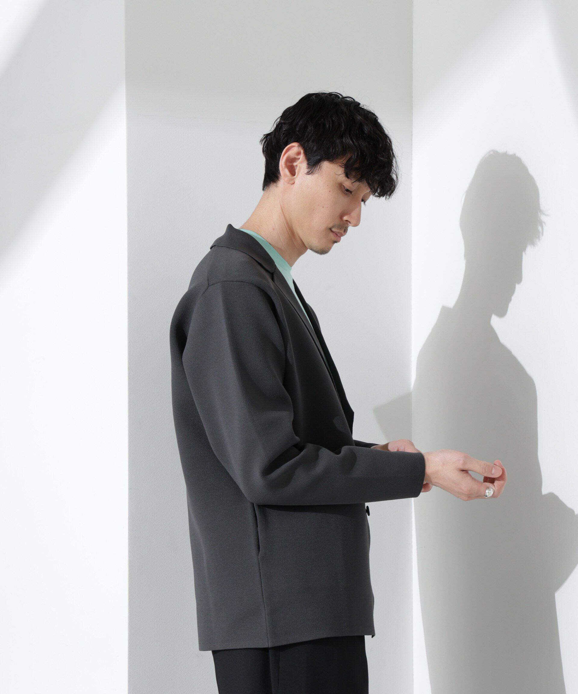 nano･universe「スポンディッシュ ミラノリブ テーラードジャケット」|ニット・セーター|