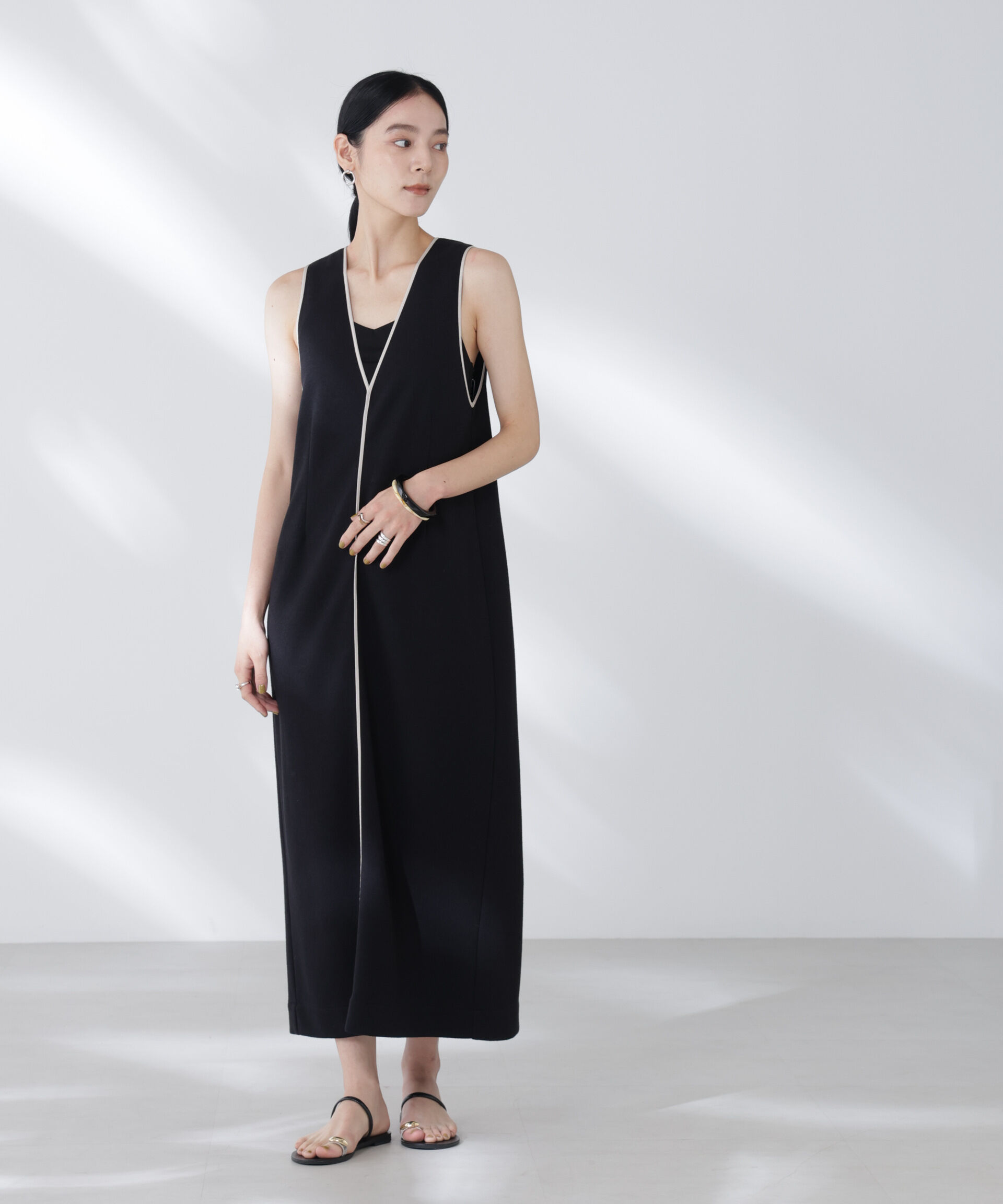 nano･universe「ブークレダンボールパイピングワンピース」|ワンピース|ブラック