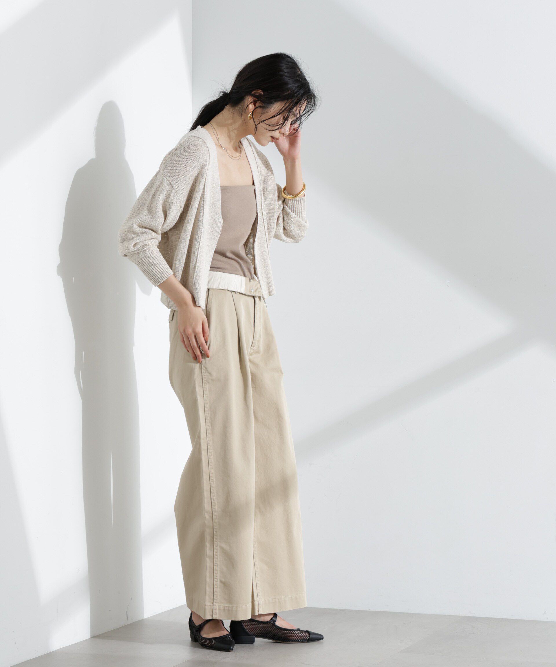 nano･universe「リネン混テープヤーンZIPカーディガン」|ニット・セーター|