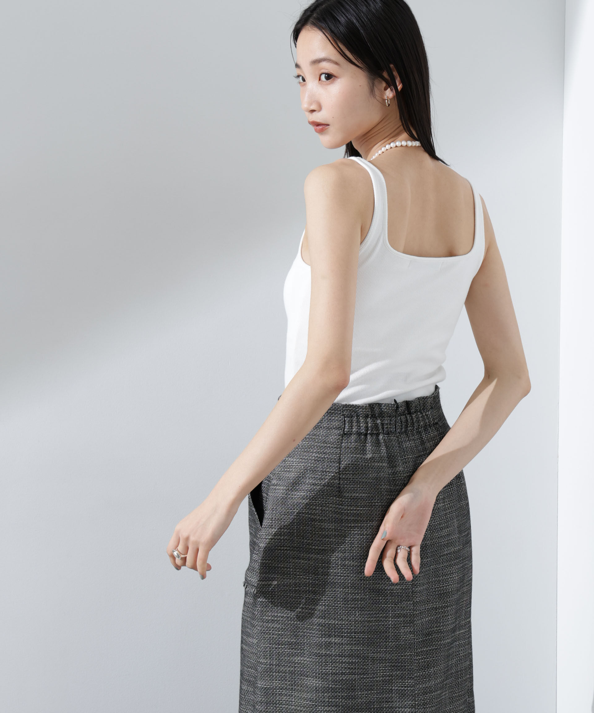 nano･universe「抗菌防臭リブカップ付きタンクトップ」|Tシャツ・カットソー|