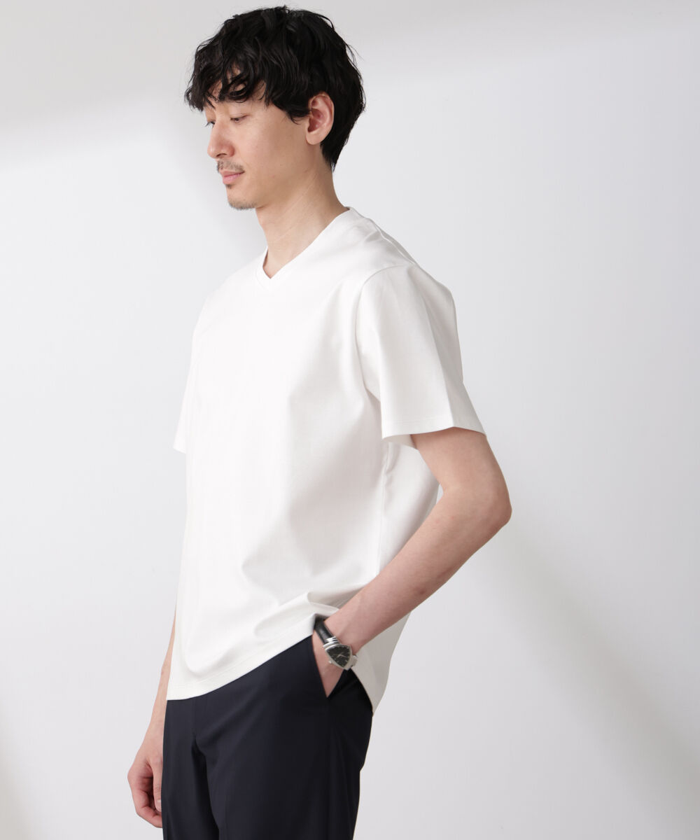 nano･universe「ジャケT(R)プレミアム Vネック 半袖」|Tシャツ・カットソー|