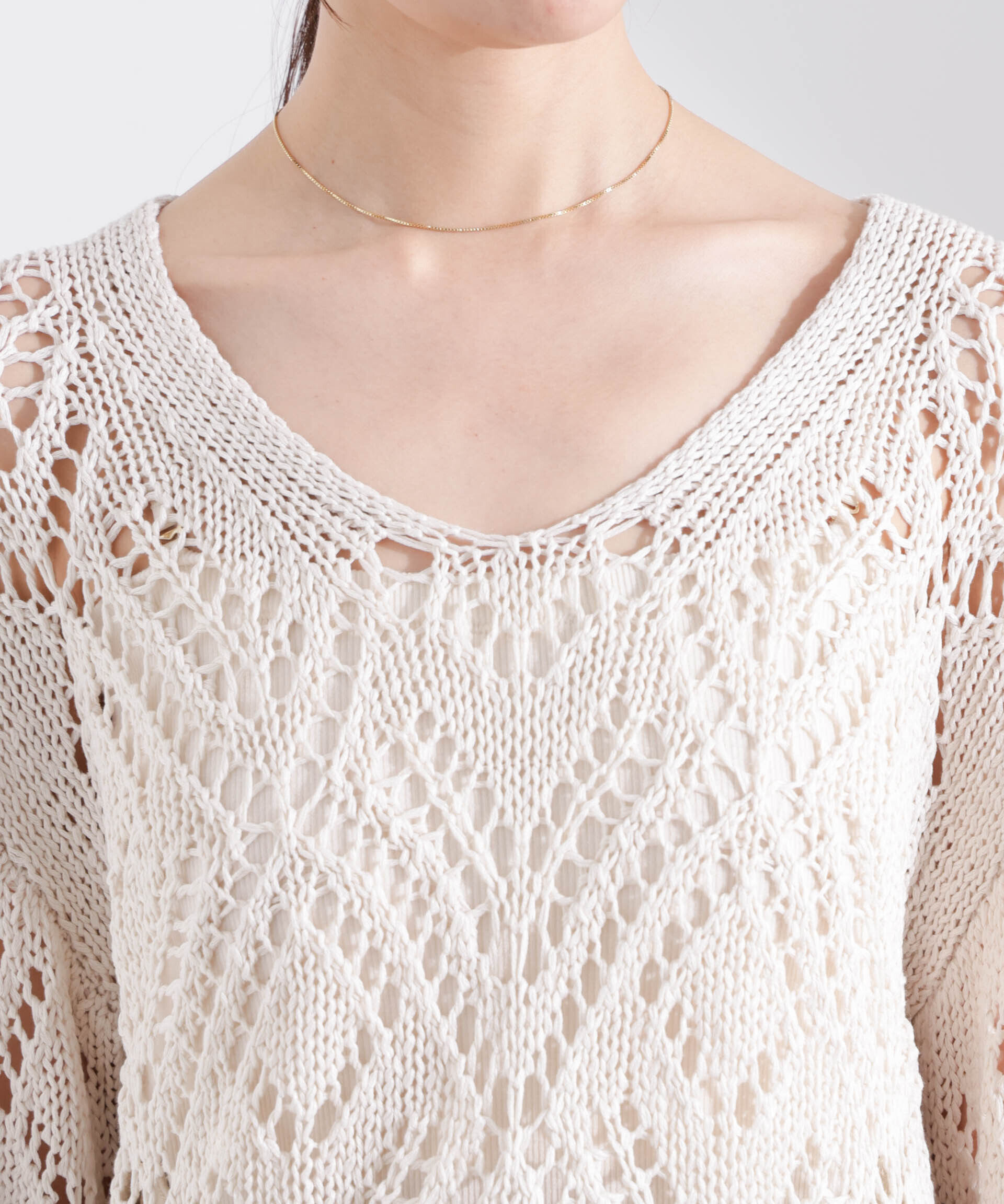 nano･universe「リリヤーン透かし編み柄ニットプルオーバー」|ニット・セーター|